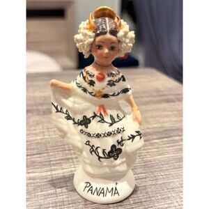 Vintage Hand-Painted Ceramic Figurine from Panama